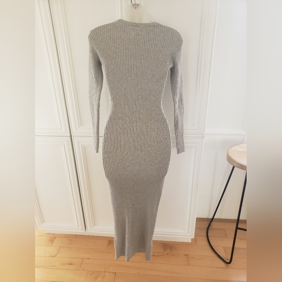 The group babaton streep dress bodycon Gray rib knit dress s-m - Picture 5 of 11